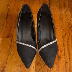 Black & Silver Rhinestone kitten heels